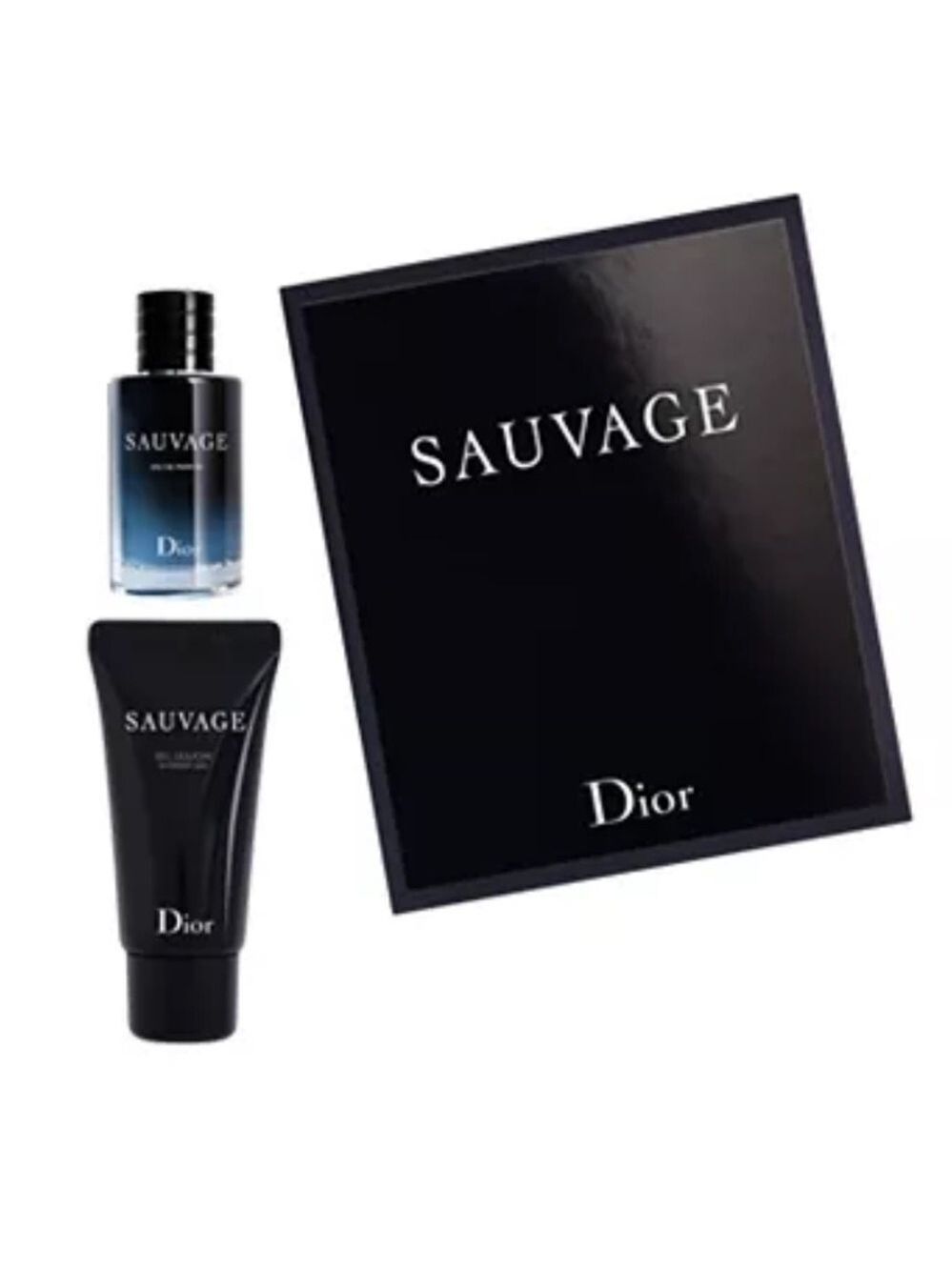 SAUVAGE DIOR Men's Travel Gift Set Sauvage Eau de Parfum Shower Gel Miniature